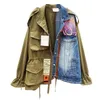 Vestes Femmes 2021 Printemps Automne Haute Qualité Denim Veste Femmes Revers À Manches Longues Faux Deux Pièces Patchwork Vintage Manteau Femme Vêtements D'extérieur