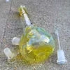 26 cm 11 Inç Cam Bongs Sarı Vintage Çeşitli Renkli Nargile Bükülmüş Filtre Tüp Yağı Kuleleri Bubbler Su Borusu Bong 14mm Bowl ABD Depo