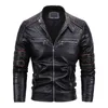 Moto Veste Hommes Col Montant Slim Fit En Cuir Veste Biker Hommes Vintage Style Streetwear En Cuir Manteau Hommes Vêtements 211110