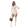 Casual Dresses Women Turtleneck Dress ( With Stockings ) Winter Solid Vestidos Female Sexy Night Club Bodycon Tight Buttocks Mini