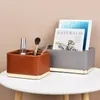 Storage Boxes & Bins American Brown Leather Metal Box Dressing Table Cosmetics Jewelry Pen Holder Makeup Brush Key Tray Crafts