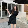 Sweet High Waist Robe Femme Girls Chic Plaid Dress Puff Sleeve Ruffle Dresses All Match Fashion Mini Vestidos Korean 210519