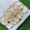 10 pièces mode coloré émail coeur étoile avec plaqué or couleur boule perles breloque à la main Bracelet perlé