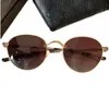 Luxus-Design, runde Titan-Sonnenbrille, UV400, Retro-Vintage-Silber-Design für Männer und Frauen, 53-20-138, modische Unisex-Brille mit Farbverlauf, Gold- und Silber-Komplettsetui