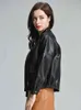 Vintage Faux Leather Jacket Women Black Loose Street Outwear Harajuku Boy Friend Moto Biker 210430