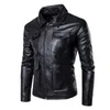 Herrp￤ls faux svart skinnjacka rockar avviker krage pu jackor punk motorcykel plus storlek 5xl blouson moto