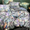 600TC Egipcio Cotton Flower Bird Impresión digital Conjuntos de ropa de cama 4 unids Ropa de cama Cubierta de la cama Conjunto de tapa de cama de lujo Hojas de cama Pillowcases #s 210319