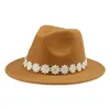 Geniş Memul Şapkalar Fedoras Kadın Sevimli Çiçekler Katı Ebeveyn Kişileri 52cm 58cm Beyaz Siyah Moda Panama Hat Sombreros de Mujer2240