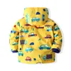 W510 봄 가을 아기 소년 자켓 코트 코트 만화 자동차 인쇄 후드 아웃웨어 자켓 코트