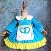 Bebé manga comprida espanhol vintage bola vestido criança lolita princesa vestido para baptismo festa infantil bule vestidos 210615