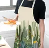 Bomull linne kaktus mönster kök Förkläden Gullig ärmlös justerbar Unisex matlagning Rengöringsförkläde Matsal Restaurang Tillbehör Sn2872