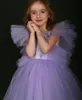 Lanvender Flower Girl Dresses 스퀘어 넥 새틴 무릎 길이 스커트 여자 여자 미인 드레스 사용자 정의 만든 키드 생일 가운