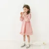 Новое Прибытие Корейский осень осень осень девочек платье сладостные розовые Длинные рукава детская одежда для детей вскользь день рождения платье для вечеринок Q0716