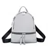 ZENCY Silver Hardware 100% Genuine Cow Leather White Lady Women's Backpacks First Layer Cowhide Summer Backpack Young Girls Bag