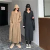 Sonbahar ve Kış V Yaka Gevşek Orta Uzunlukta Kadın Örme Sıcak Elbise + Eşarp 210514