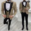 3 peças Slim Fit Homens Ternos com Dupla Colocas Prazes Formal Tuxedo para Groomsmen Fashion Black Peaked Lapel Traje X0909