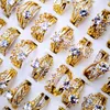 Wedding Rings 10Pcs Women's Design Mixed Styles Gold And SilverZircon Wholesale Lots Female Jewelry Bulks Lot LR4161