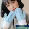 Las mujeres de invierno se mantienen abrigadas además de terciopelo en el interior Espesar Mitones de tejido Dedo completo Ciclismo Guantes de lana Estilo japonés Lindo Encantador Precio de fábrica Diseño experto Calidad