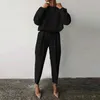 2021 Elegancki Solid Color 2 Piece Sets Women Casual O Neck Pullover Topy Długie Spodnie Garnitury Damskie Moda Luźne Stroje Streetwear Y0625