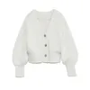 Kuzuwata Simple Sweet Loose Women Cardigan Spring V-hals Single Breasted Knit Coat Casual Solid Design Sweaters 82633 210510