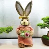 NOUVEAU!!! 14 "lapin de paille artificielle lapin debout avec carotte maison jardin décoration Pâques thème fête fournitures EE