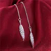 Women039s boucles d'oreilles pendentif feuille plaqué argent sterling Dangle lustre GSSE862 mode 925 plaque d'argent boucle d'oreille cadeau 8171409