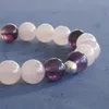 Charmarmband helande kristaller mala armband kvinnor vilda 8mm ametyster rose q-uartz pärlor pärlor rosa för tjej gåva