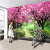 Paysage personnalisé 3D Paysage Wall Covering Wallpaper Forêt Arbres Rose Arbres Fleur Sea Belle Paysage Intérieur Home Décor Peinture Fonds d'écran mural