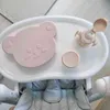 Baby Siliconen Dining Plaat Veilig Solid Cute Cartoon Kinderen Gerechten Zuig Aanvragen Training Servies BPA Gratis Kids Voedende Kommen G1210