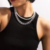 Hänghalsband 2st/set trendig vit pärlkedjan kedja choker silver färg ihålig geometri halsband för kvinnor party smycken co