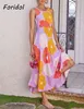 Casual Purple Floral Boho Beach Style Long Dress for Women Summer Sundress Holiday Elegant Loose Midi Vestido De Mujer 210427