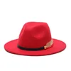 Winter Fedora Hats For Women Fashion Flat Wide Brim Wool Felt Jazz Men Fishbon Goth Top Vintage Wedding Hat269Y