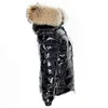 Jaqueta de inverno mulheres casaco de pele real parkas pato para baixo lining casaco real guaxinim colarinho de pele aquecido preto streetwear 211221