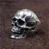 Anillos de racimo Plata de ley 925 Anillo de calavera de gran detalle para hombre Biker Punk TA50 Tamaño de EE. UU. 7 ~ 15