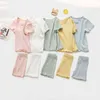 Kinder Kinder Pyjamas Mädchen Baumwolle Kleinkind PJS Sommer T-shirt und Hosen Lounge Anzüge Sets Nachtwäsche Nachtwäsche 211105