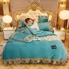 Bedding Sets 240X220CM Solid Color Velvet Duvet Cover For Household Winter Warmth Thick Flannel Set King Quilt 4pcs