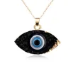 Blauw geïnspireerd sieraden kwade oog druzy stenen hanger ketting oorbellen hars quartz kristallen mode voor vrouwen