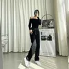 女性のハイウエストロングストリートウェアズボンのための韓国のファッションホワイトジーンズストレートレッグパンツデニムレディースバギーフェムムブラック210809