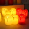 12st / set Halloween LED-ljus Flameless Timer Candle Tealights Batteridriven elektriska lampor Flimrande Tealight för bröllop RRD10821