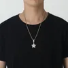 Pendentif Colliers Hip Hop Griffe Réglage 3A + CZ Pierre Bling Glacé Double Couche Étoile Pendentifs Pour Hommes Rappeur Bijoux Cadeau