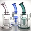 Bongs d'eau en verre de 8,5 pouces avec narguilé bleu rose vert coloré seau de 6mm d'épaisseur 14mm fentes de bras femelle filtre fumer Bong