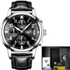 Montres-bracelets LIGE Business Mens Montres Top Luxe Chronographe Quartz Montre Hommes Noir En Acier Inoxydable Étanche Date Horloge Relogio Masculin