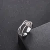 Klassischer Design-Micro-Pave-Intersect-Ring, verstellbare Kupferringe mit Weißvergoldung, Schmuck