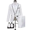 Fatos de homens sólidos para fatos de casamento dos homens 3 peças Blazer + Calças + Low Tie Moda Tuxedo Mens Terno Conjunto Estágio Traje Negócio Home 210524