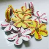 Softball/Baseball 4 kit regalo bomboniera in pelle, un set = 1 portachiavi + 1 braccialetto + 1 fascia per capelli + 1 fiocco per capelli = 4 pezzi, perfetto