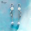 Thaya 925 argent femmes boucle d'oreille fleur de pêcher violet bleu perles fiançailles fête bijoux cadeau tendance 2106168197376