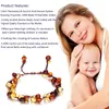 Fili di perline Ambra baltica Bracciale per dentizione Cavigliere Corda intrecciata Perline naturali fatte a mano Bracciali Gioielli per bambini Regalo per adulti Fawn22