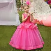 Kwiat Girl Suknie Bez Rękawów Puffy Jewel Neck Małe dziewczynki Urodziny Dress Długość długości na imprezę