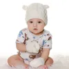 Recém-nascido confortável quinto de tricô lã chapéu e luvas dois pedaço conjunto bonito dos desenhos animados orelhas dos desenhos animados boné infantil Bebê headwear fotografia adereços