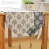 NAPEARL 1 Piece Sale 30x180cm Blue White Tree Pattern Linen Table Runner Dinner Towel Cloth For Christmas Decortaion 210628